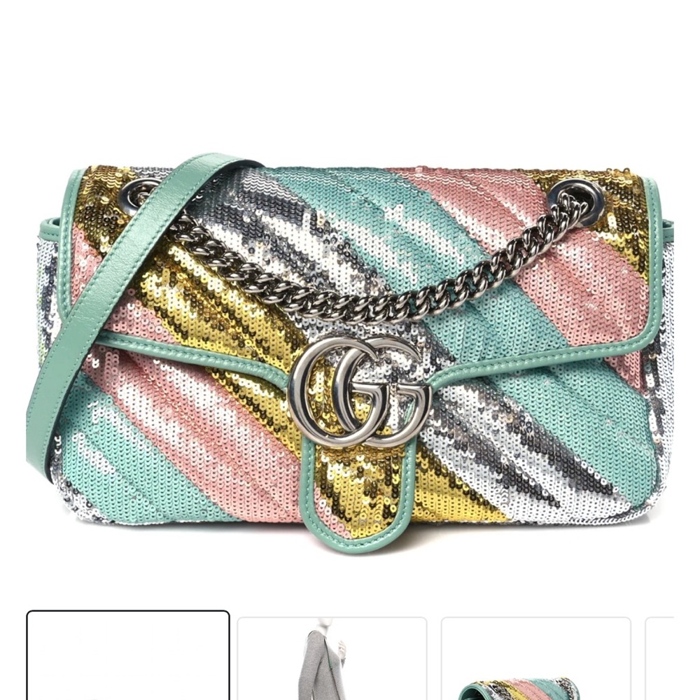 Gucci Green, Pink, Yellow, and Silver Sequin Shoulder Bag